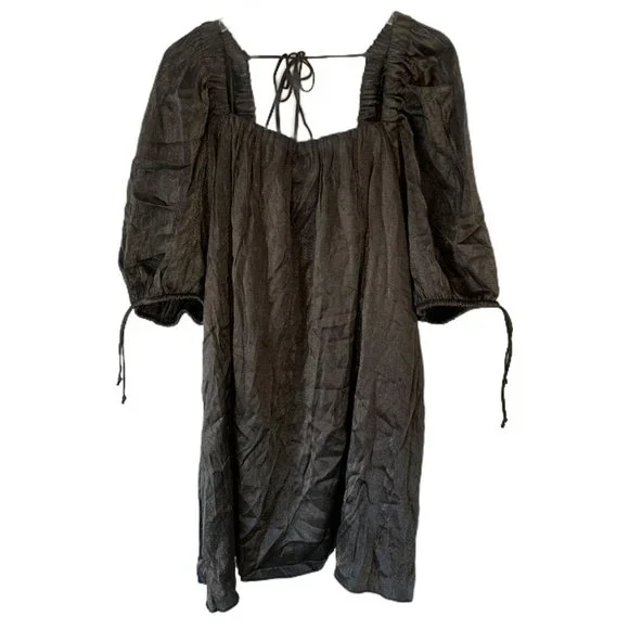 Free People Mini Party Dress Medium Shiny Charcoal - Picture 2 of 7